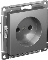 Розетка Systeme Electric AtlasDesign без заземления со шторками, 16А, мех., быстрозажим. клем., СТАЛЬ ATN000949S