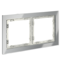 Рамка стеклянная на 2 поста Voltum S70 стекло/пластик сталь глянцевая (VLS110205)