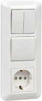 Блок розетки с выключателем Systeme Electric Blanca С/У с зазем.+ 1-клав.+ 2-клав, БЕЛЫЙ, розн.уп. BK2VR-008A-BI
