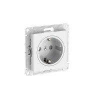 Розетка Systeme Electric AtlasDesign ART с заземлением со шторками, 16А, механизм, быстрозажим. клем., БЕЛЫЙ ATN200145S
