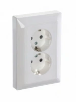 Розетка 220v с/з двойная со шторками белая ABB Basic 55 2CKA002021A0378
