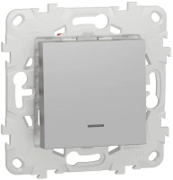 Переключатель 1-клавишный перекрестный с подсветкой схема 7а Unica NEW Schneider Electric алюминий NU520530N