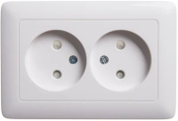 Розетка двойная без заземления со шторками 16А Systeme Electric Hit, БЕЛЫЙ RS16-230-B