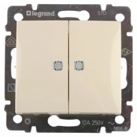 Выключатель двухклавишный с подсветкой 774328 Legrand Valena цвет бежевый