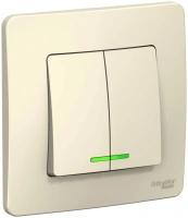 Двухклавишный выключатель скрытой установки с подсветкой 10А 250В Systeme Electric Blanca BLNVS010512, Молочный