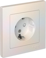 Розетка Systeme Electric AtlasDesign с заземлением со шторками, 16А, в сборе, ЖЕМЧУГ ATN000444