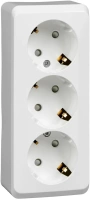 Розетка тройная с заземлением со шторками 16А Systeme Electric Etude, БЕЛЫЙ PA16-012B