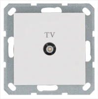 Розетка TV Φ9.5mm проходная с накладкой, цвет белый глянцевый Jasmart G6002W