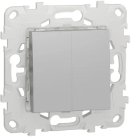 Переключатель 2-клавишный 2 х схема 6 Unica NEW Schneider Electric алюминий NU521330