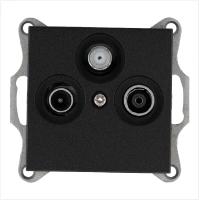 Розетка TV+FM+SAT Φ9.5mm проходная с накладкой, цвет Антрацит Jasmart G6207B