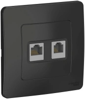 Розетка скрытой установки двойная компьютер + телефон Systeme Electric Blanca BLNIS045116, Антрацит