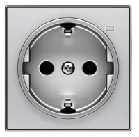 Розетка + подс. контрольной алюминий ABB Sky Niessen 2CLA818880A1001|2CLA858880A1301