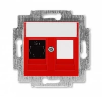 Интернет розетка rj45 5 категория ABB Levit красный - дымчатый чёрный 2CHH295117A6065