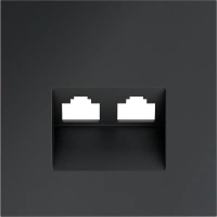 Накладка для розетки компьютерной двойной RJ45+RJ45 кат.6 Voltum S70 графит Soft touch пластик (VLS001407)