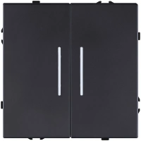 Выключатель 2-клавишный 10А/250В с LED подсветкой, черный матовый Kollinger Eclipse EC-010BK