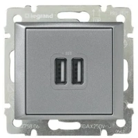 usb розетка зарядка 770270 Legrand Valena цвет алюминий