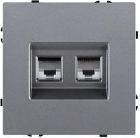 Розетка двойная Ethernet RJ45 Cat.6, серый бархат Brionilux серия Z (ZG018GY)