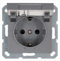 Розетка SCHUKO© с крышкой и защитными шторками 16A 250V~ 2P+T, цвет Алюминий Jasmart G5505S