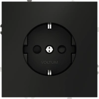 Розетка с заземлением с защитными шторками 16А Voltum S70 черный матовый Soft touch пластик (VLS040208)