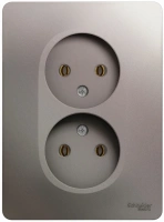 Розетка двойная Systeme Electric Glossa без заземления, 16А, в сборе, ПЛАТИНА GSL001220