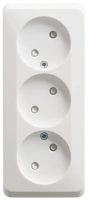 Розетка тройная без заземления со шторками 16А Systeme Electric Etude, БЕЛЫЙ PA16-010B
