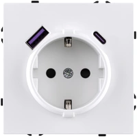 Розетка штепсельная SCHUKO 16A/250 В с USB A+C 20W, белый матовый Kollinger Eclipse EC-016WH