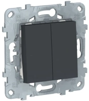Выключатель кнопочный двухлавишный цвет антрацит NU310654x2 + NU7002 Schneider Unica New