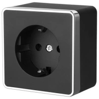 Розетка со шторками 220в с/з 16a черная хром Gallant Werkel W5071135