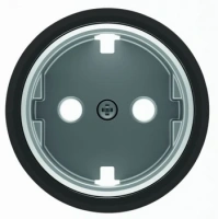 Розетка 220v c/з и шторками черное стекло ABB Sky Moon 2CLA818890A1001|2CLA868890A1501