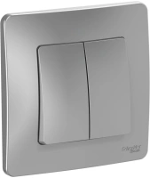 Двухклавишный выключатель (cх.5) скрытой установки 10А 250В Systeme Electric Blanca BLNVS010503, Алюминий