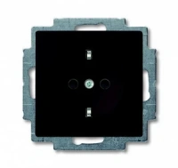 Розетка 220v c/з и шторками chateau черная ABB Basic 55 2CKA002013A5338