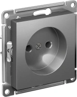 Розетка Systeme Electric AtlasDesign без заземления без шторок, 16А, мех., быстрозажим. клем., СТАЛЬ ATN000941S