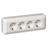 Розетка Systeme Electric Blanca О/У 4-мест.с заземлением со шторками, МОНТ.ПЛ., 16А, 250В, БЕЛЫЙ, розн.уп. RA16-411M-BI