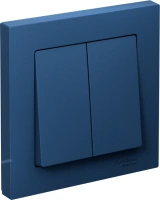 Выключатель 2-клавишный Systeme Electric AtlasDesign, сх.5, 10АХ, в сборе, быстрозажим. клем., АКВАМАРИН ATN001152S