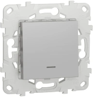 Переключатель 1-клавишный с подсветкой схема 6а Unica NEW Schneider Electric алюминий NU520330N