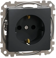 Розетка с заземлением и шторками 16А Schneider Electric Sedna Design, антрацит SDD114022