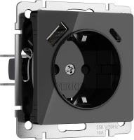 Розетка usb тип а+с Werkel акрил черный винтовая клемма (W1171748)