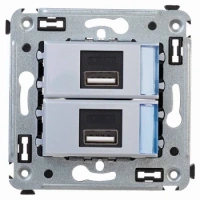 USB зарядка2 порта тип А 2100х2 mA сталь DKC Avanti 4404543