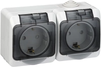Розетка двойная с заземлением со шторками 16А Systeme Electric Etude, серый PA16-244C