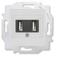 Розетка зарядка usb 2 порта ABB Levit серый - белый 2CHH290040A6016