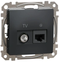 Розетка двойная TV и компьютерная RJ45, категории 6 Schneider Electric Sedna Design, антрацит SDD114469T