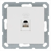 Телефонная розетка RJ11 с накладкой, цвет белый глянцевый Jasmart G6101W