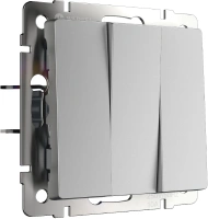 Выключатель 3-клав серебряный матовый Werkel W1130065