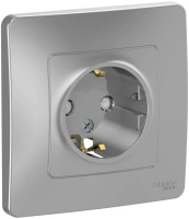Розетка скрытой установки с заземляющим контактом и шторками 16A 250В Systeme Electric Blanca BLNRS001113, Алюминий