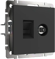 Розетка ТВ+Ethernet RJ-45 6 cat. черный матовый Werkel Встраиваемые механизмы черные W1181308