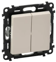 Выключатель 2 клавишный 10А 250В безвинтовые зажимы Legrand Valena Life 752005+755021