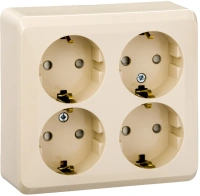 Розетка четырехместная с заземлением со шторками 16А Systeme Electric Etude, кремовый PA16-208K