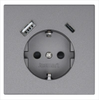 Розетка SCHUKO© с USB A+C с защитными шторками 16A 250V~ 2P+T USB 25W, цвет Никель Jasmart FD5501USB-25NI