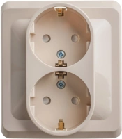Розетка двойная с заземлением со шторками 16А Systeme Electric Etude, кремовый PC16-008K