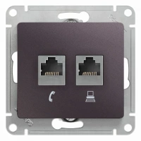 Розетка двойная RJ11+RJ45 категория 5Е Systeme Electric (Schneider Electric) Glossa, сиреневый туман GSL001485